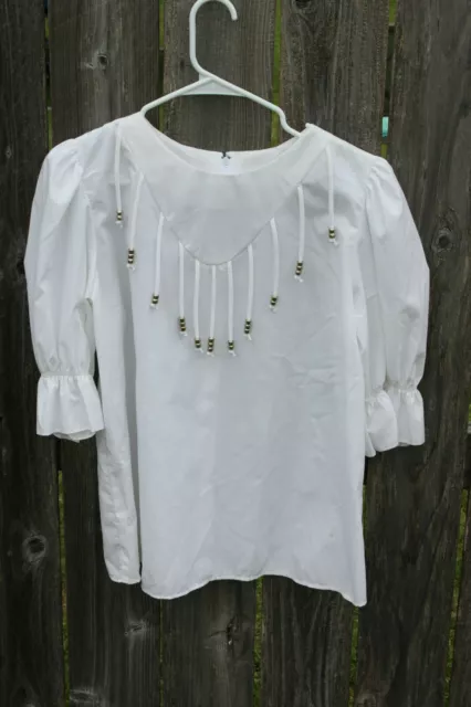 Vintage Malco Modes Western Fancy White Dance Blouse Size M Style 2422