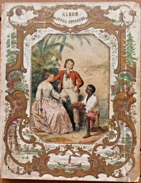 ALBUM DU JEUNE VOYAGEUR M. MORING ILL. L. LASSALLE ca 1850 CARTONNAGE ENFANTINA