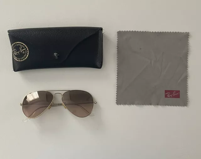 Ray Ban Aviator Sunglasses Brown Lens Gold Frame