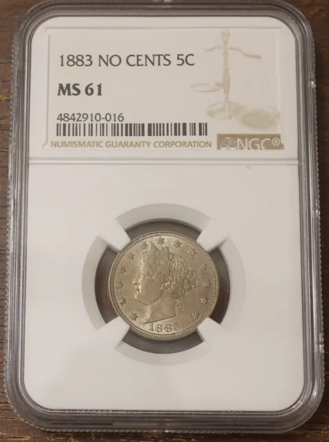1883 No Cents Liberty "V" Nickel NGC MS61 ......Lot  2218