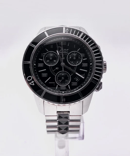 Genuine CHRISTIAN DIOR CHRISTAL CHRONOGRAPH 38mm Stainless Steel & Sapphire