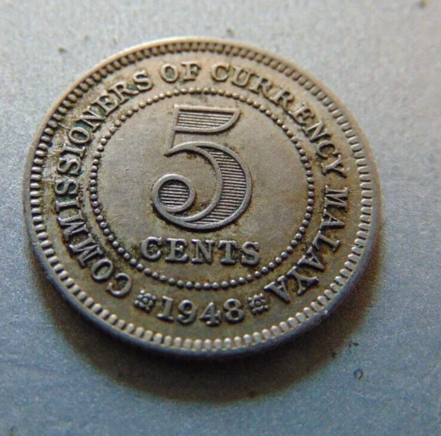 1948 Malaya 5 Cents Coin