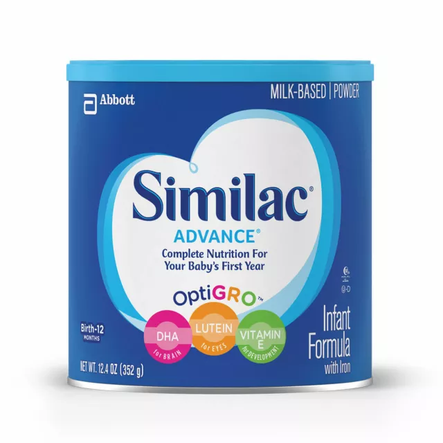 2 Similac Advance Milk-Based Powder Infant Formula w/ Iron 12.4 oz Ea Exp 06/25+