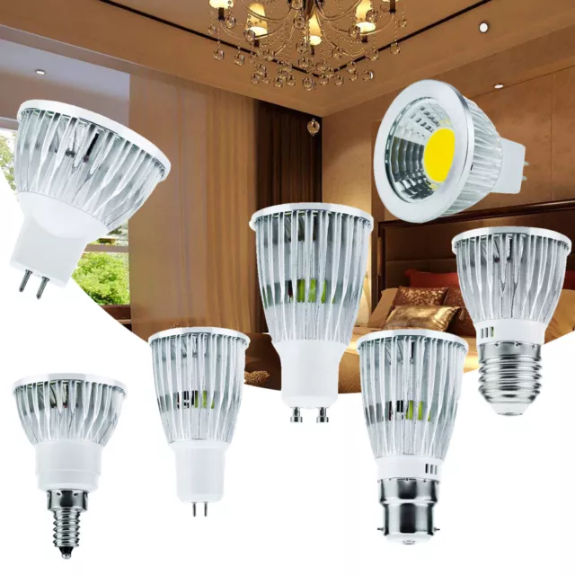 GU5.3 E27 E14 GU10 LED Spotlight Bulbs 3W 9W 15W COB Lamp Down Lights Dimmable