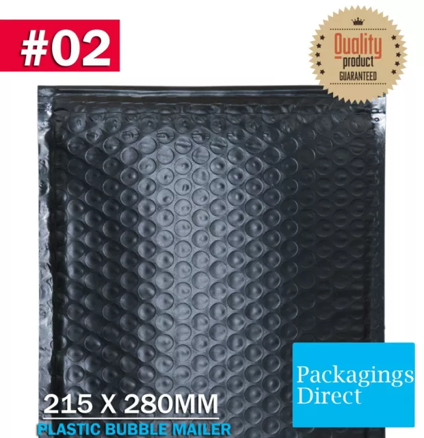 Poly Bubble Mailer G2 Black 215 X 280MM Premium 02 Padded Bag Envelope