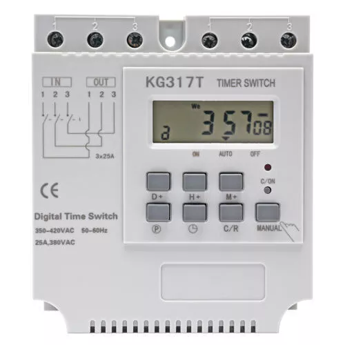 3-Phasen Digital Zeitrelais Programmierbar Timer Zeitschaltuhr 380V 25A 50-60HZ