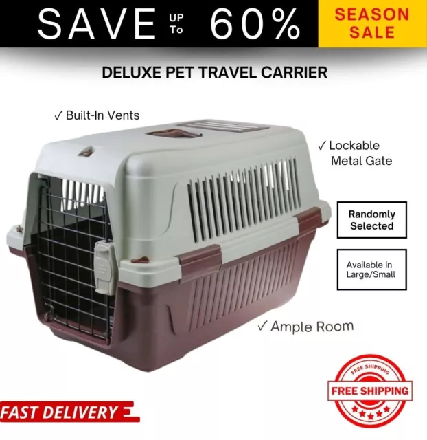 SALE - Pet Dog Carrier Portable Travel Cage Gate Safe Kennel Crate Lockable Cat