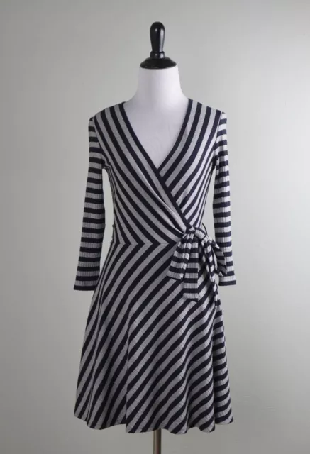 ANTHROPOLOGIE $188 Bailey 44 Ribbed Stretch Side Tie Faux Wrap Dress Size Small