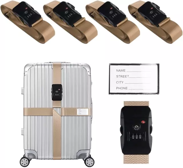Cross Luggage Straps Set TSA Approved with Lock Adjustable Travel Suitcase Belts