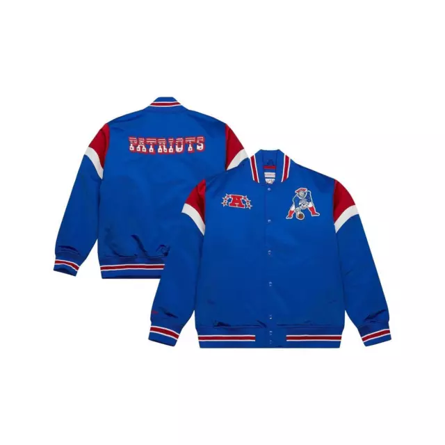 Neuf England Patriots Veste (Taille 2XL) Homme Mitchell&ness Satin Veste - Neuf