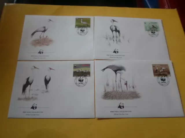 Malawi 1987 Wwf Oiseaux Klunkerkranich 4 FDC Enveloppes Premiers Jour