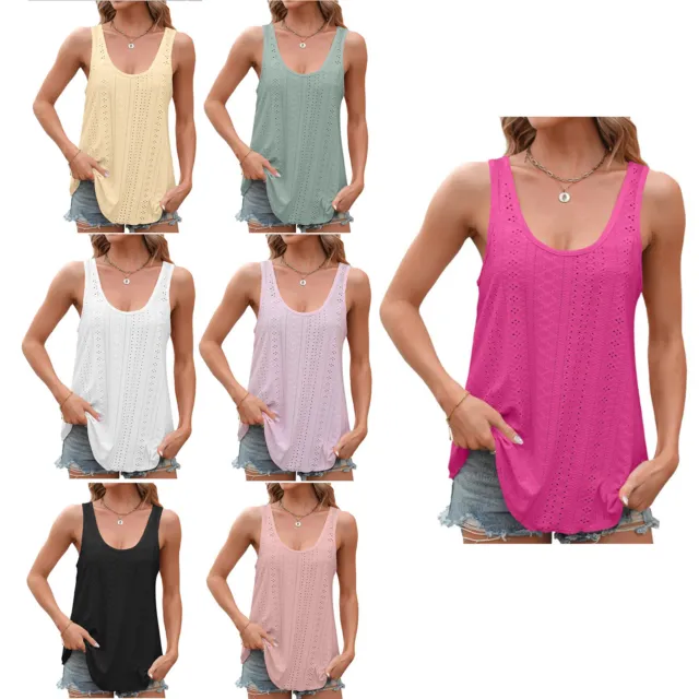 Womens Vest Casual Tops Solid Color Tank Top Workout Daily Wear Ladies T-Shirt