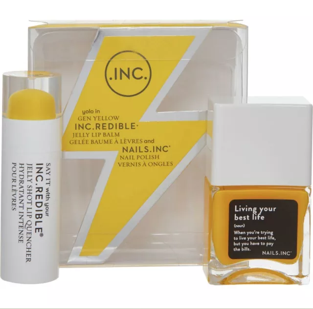 NAILS INC INC.redible Gen Yellow Jelly Lip Balm & Nail Polish Gift Set RRP 15.00