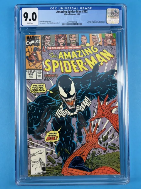 The Amazing Spider-Man 332 CGC 9.0 VF/NM 1990 Erik Larsen 1st Tongue Venom