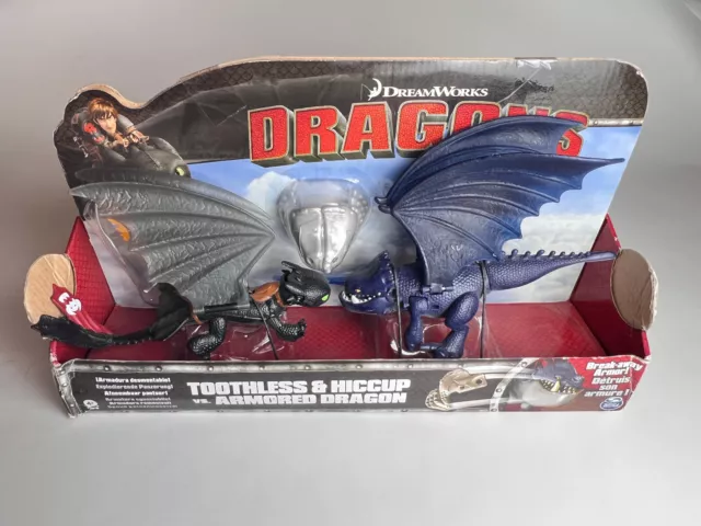 Dreamworks Dragons Toothless & Hiccup vs Armored Dragon New BLUE