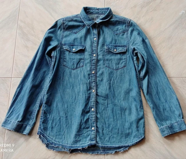 Gap Denim XXL 13-14 anni camicia jeans manica lunga bambina ragazza cotone usata