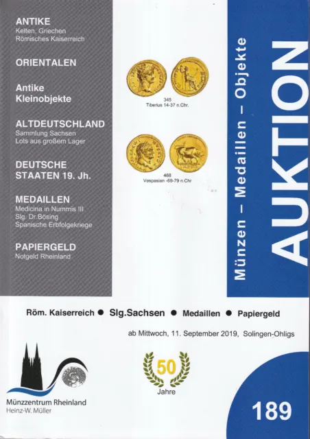 Münzen  Münzzentrum Rheinland  Auktionskatalog 189