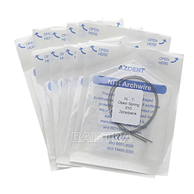 10 Packs AZDENT Ortodoncia dental Niti Open Coil Spring 0.010*180mm 2pcs/Pack