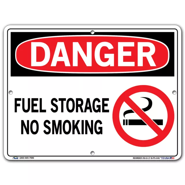Vestil, Danger Sign, Sign Message FUEL STORAGE NO SMOKING, Height 9.5 in, Width