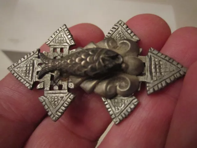 Antique Art Deco Fish Design Brooch Pin - Metal - Ofc-9