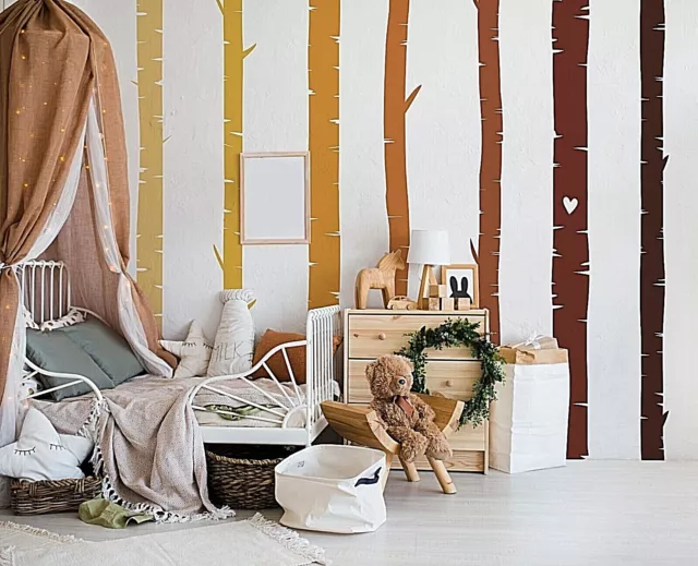 Colorful Birch Tree Wall Rainbow Wall Decals, Stickers, Wall Art Decoration 491