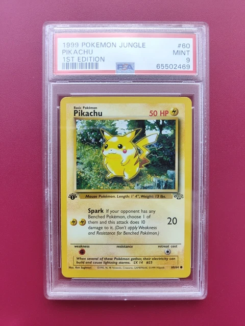 Pokémon TCG Pikachu 1st Edition Jungle Common 60/64 - PSA Graded Mint 9