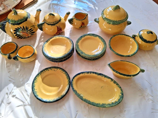 SERVICE À CAFÉ 6 tasses + soucoupes porcelaine reflets irisés motifs