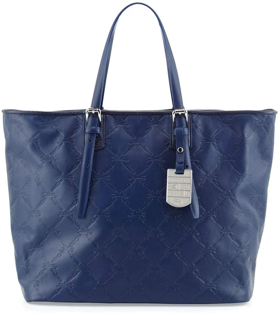 LONGCHAMP LM Cuir Large Tote Navy Blue Bag Leather Handbag Purse FRANCE NEW