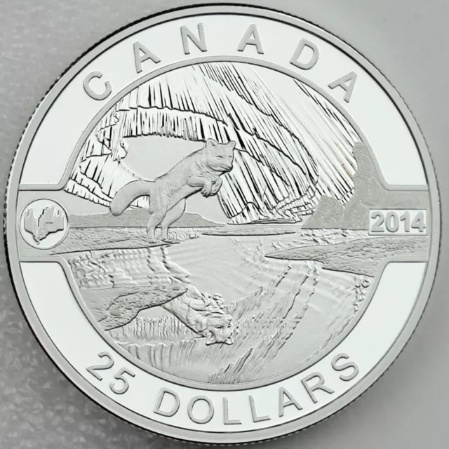 Canada 2014 $25 Arctic Fox and Northern Lights Pure Silver Uncirculated Proof