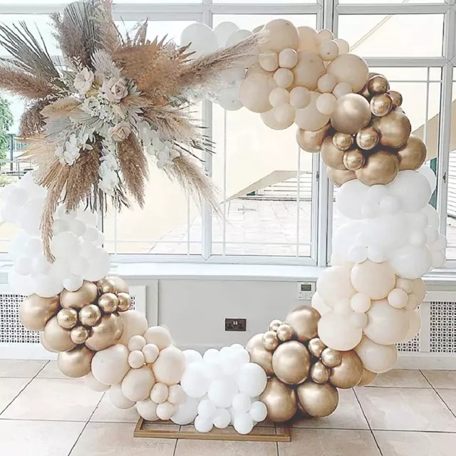 123pcs Balloon Arch Kit, Sand White and Gold Balloons Latex, Nude Balloon Beige