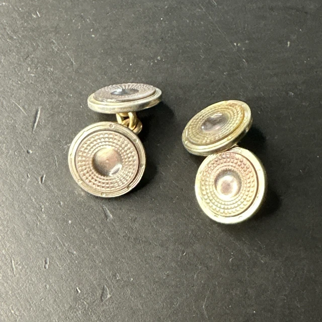 Paire De Boutons De Manchette Plaqué Or 18k - Style Art Nouveau - Occasion Très Bon état