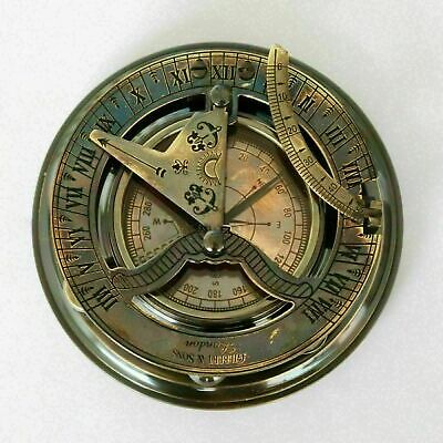 Nautical Antique Vintage Marine Brass 3.5" Sundial Compass Christmas Gift item