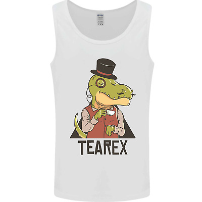 Tearex Divertente T-Rex Dinosauro bevitore di tè Da Uomo Canotta Tank Top 2
