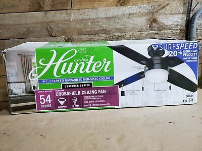 Hunter Crossfield LED 54-in Matte Black LED Indoor Ceiling Fan with Light Kit (4