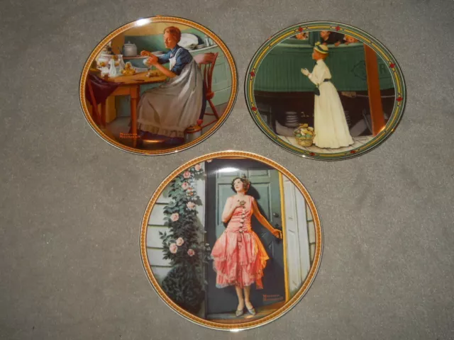 3 Knowles Limited Edition Norman Rockwell Collector Plates