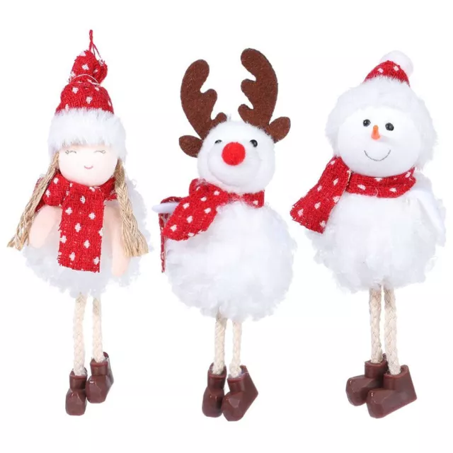 White Plush Doll Angel Elk Pendant Santa Claus Christmas Hanging Decorations