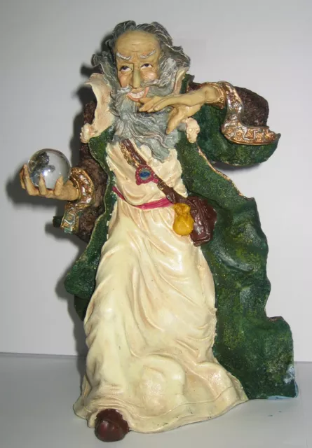 Zauberer Magier mit Zauberkugel Merlin Deko Figur aus Polyresin 20x12x11cm