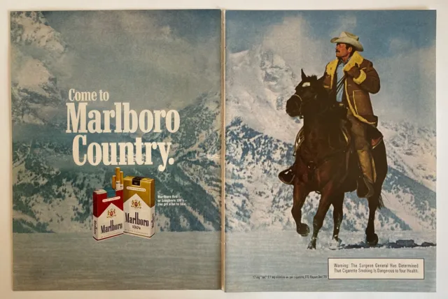 MARLBORO CIGARETTE 2PGS AD RARE 1979 Out Of Print VINTAGE Snow