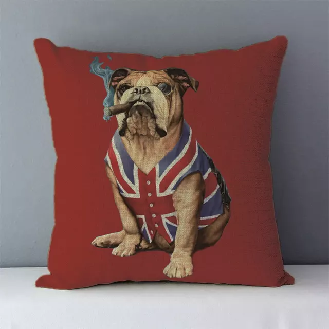 WINSTON BRITISH BULLDOG UNION JACK FLAG TAPESTRY CUSHION COVER - Brand New