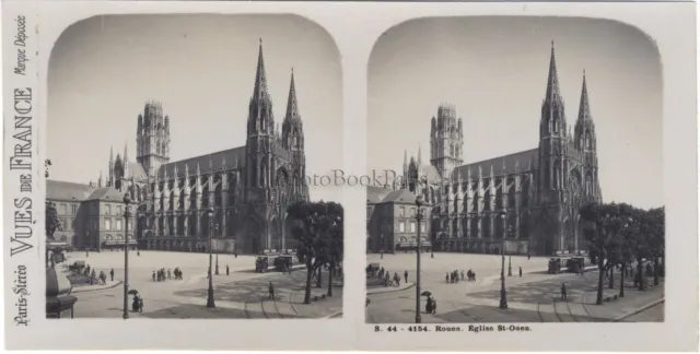 Rouen Kirche Saint-Ouen Frankreich Foto Stereo Vintage Analog c1930
