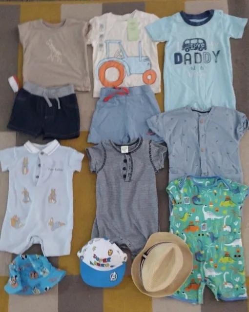 Baby Boys 6-9 Months summer Bundle 5 rompers,2 tops,2 shorts & 3 hats