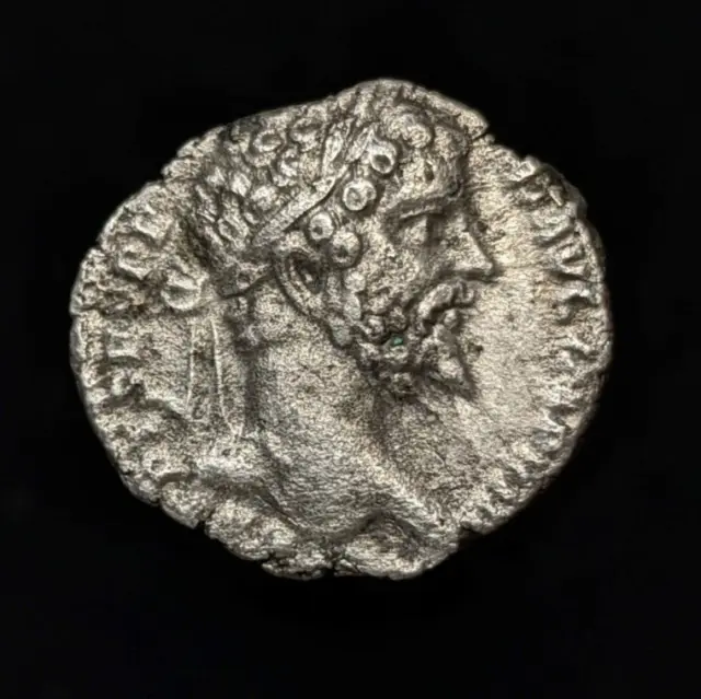 Roman Silver Coin -- Septimius Severus Denarius (196-197 AD)