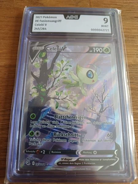 Celebi V 245/264 DE NM Pokemon Alternativ Fusion Strike AOG Graded 9 Mint !