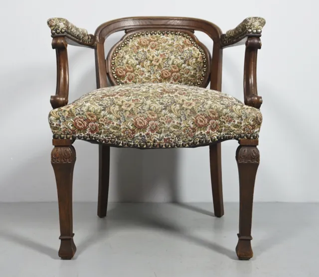 Art Nouveau Bergere Chair Oak Fabric Springs Armchair Upholstered Chair For