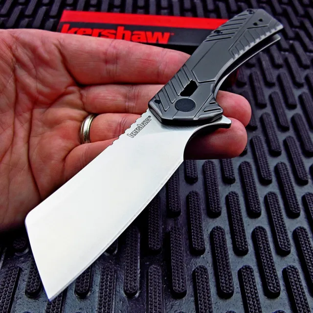 Kershaw Gray Static 8Cr13MoV Cleaver Blade KVT Ball Bearing Folding Pocket Knife