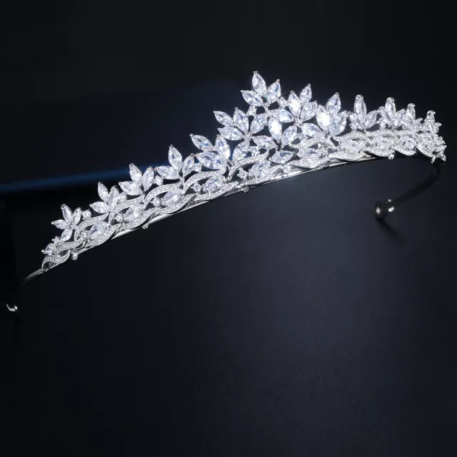 CZ Zirkonia K?nigin Tiara Krone Stirnband Braut Haar Zubeh?r Hochzeit Schmuck