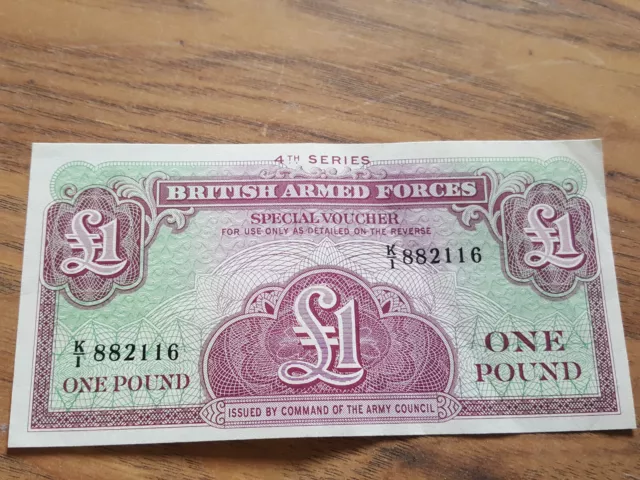 British Armed Forces One Pound Note, £1 Note, Voucher 4th Series