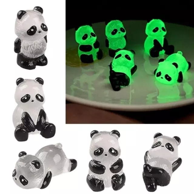 1/5Pcs Potted Mini Figurines Micro Landscape Miniature Panda Gift Glowing H7L2