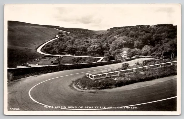 Scotland The Hairpin Bend Of Berriedale Hill Caithness RPPC Postcard Q26