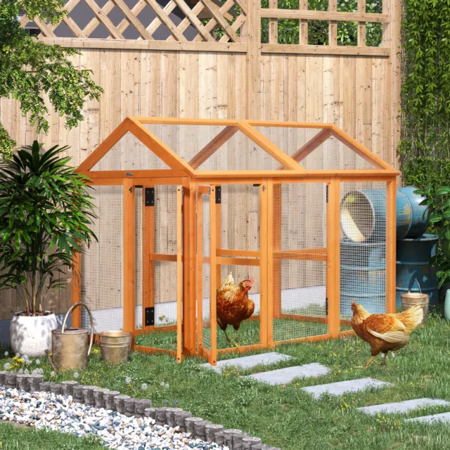 Large Chicken Run, Wooden Chicken Coop w/ Combinable Design - Orange